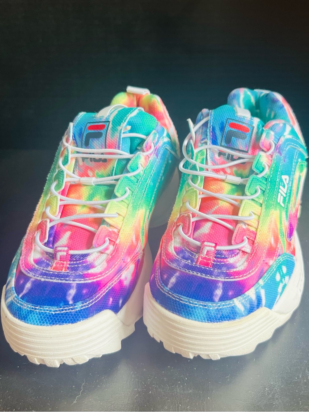 Fila Tie-Dye Disruptor Sneakers - Blue, Pink, Green, Yellow, Purple